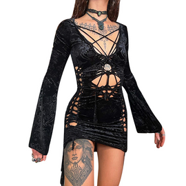 Gothic Sexy Tie Cutout Dress