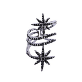 Fashion Shiny Zircon Star Pattern Exaggerated Multilayer Brass Ring