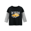 Boys Basic Cartoon Car Letter Round Neck Long-Sleeved Spliced T-Shirt