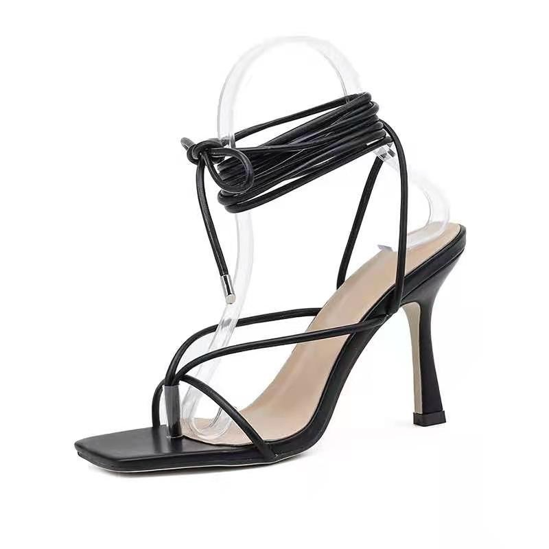 Women Sexy Ribbon Wrapped High-Heel Sandals