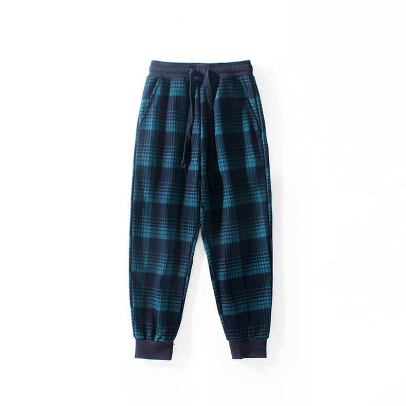 Boys Casual Plaid Pattern Drawstring Waist Pants