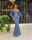 Women Elegant Solid Color Short Sleeve High-Waisted Off-The-Shoulder Belt Decorate Ruffled Sequins Floor-Length Bodycon Dress
