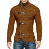 Men Fashion Leather Button Long Sleeve Knitted Cardigan