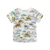 Boys Basic Cartoon Car All Over Print Round Neck Short-Sleeved T-Shirt