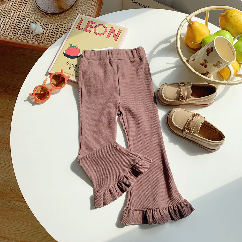 Children Kids Toddlers Girls Solid Color Flared Leggings Pants