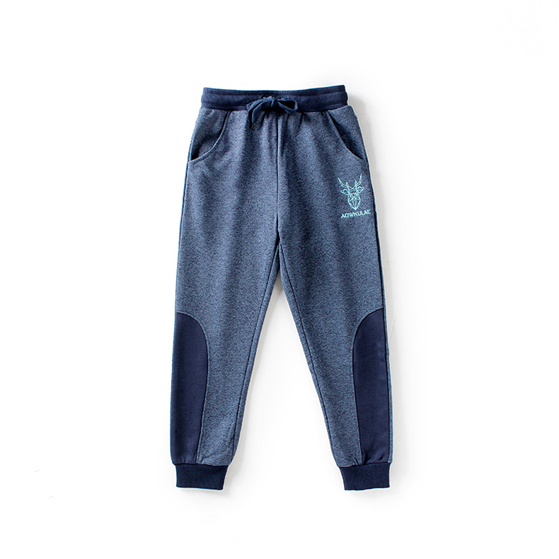 Boys Casual Deer Head Pattern Drawstring Waist Pocket Jogger Pants