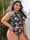 One-Piece Plus-Size Bikini Retro Printing Mesh Stitching Tight Swimsuit For Women