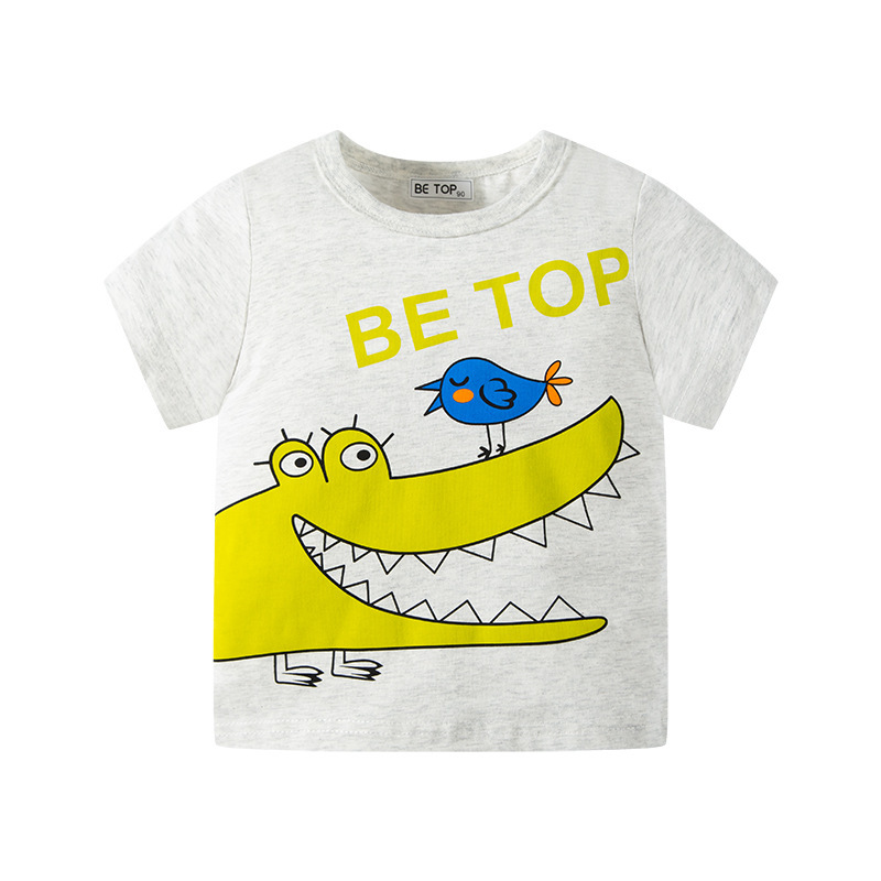 Kids Boys Cute Cartoon Animal Round Neck Short-Sleeved T-Shirt