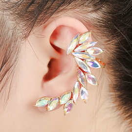 1pc Fashion Wing Type Color Rhinestone Decor Ear Clip