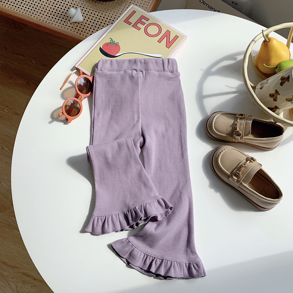 Children Kids Toddlers Girls Solid Color Flared Leggings Pants