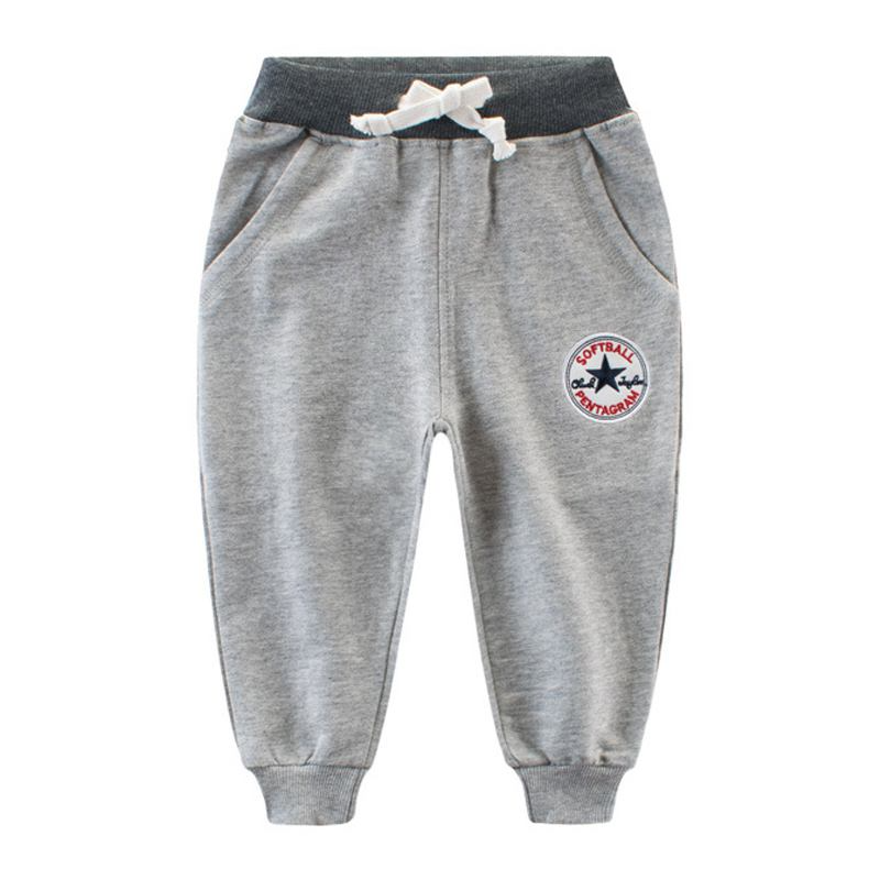 Casual Boys Solid Color Lace Up Elastic Waist Pants