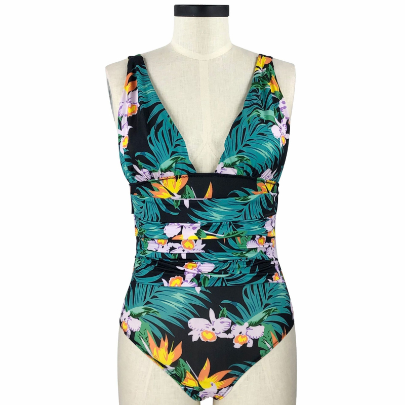 Sexy Floral Print Plus Size Women One-Piece Swimwear