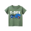 Kids Boys Casual Cartoon Dinosaur Letter Pattern Round Neck Short Sleeve T-Shirt
