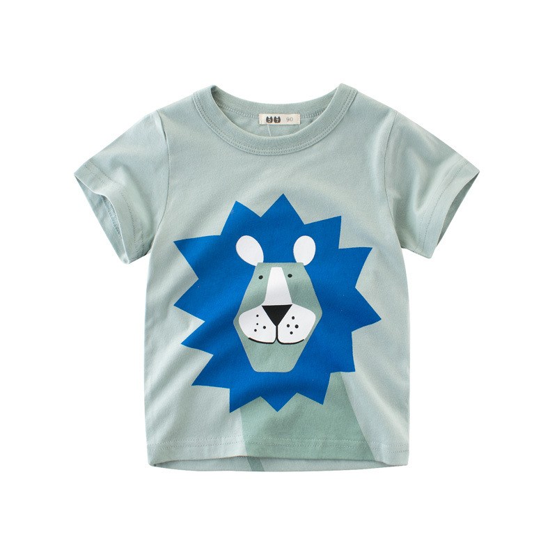 Boys Casual Cute Round Neck Short Sleeve Cartoon Animal Pattern T-Shirt