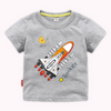 Boys Basic Round Neck Short Sleeve Cartoon Rocket Pattern T-Shirt