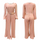 Women Solid Color Long-Sleeved Round Neck Waist Pleated Wide-Leg Jumpsuit