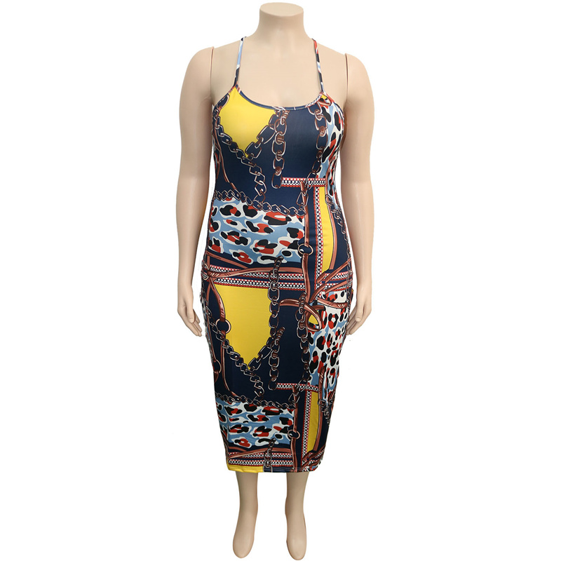 Women Fashion Plus Size Leopard Printed Dress