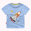 Boys Basic Round Neck Short Sleeve Cartoon Rocket Pattern T-Shirt