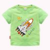 Boys Basic Round Neck Short Sleeve Cartoon Rocket Pattern T-Shirt