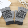 Men Winter Snowflake Pattern Warm Fingerless Knit Gloves