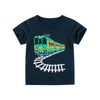 Boys Basic Cartoon Train Round Neck Short-Sleeved T-Shirt