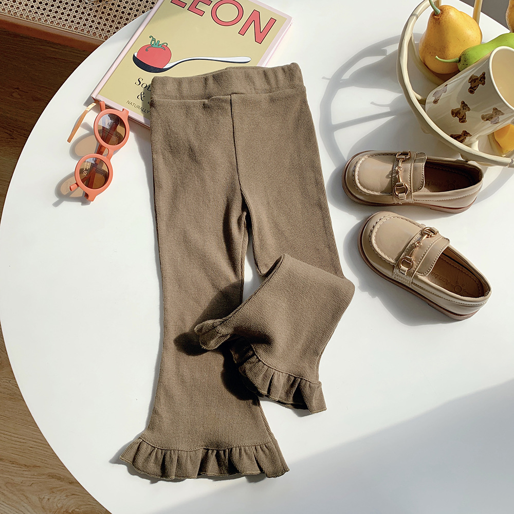 Children Kids Toddlers Girls Solid Color Flared Leggings Pants