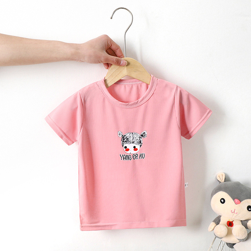 Kids Cute Cartoon Pattern Round Neck Short Sleeve Loose T-Shirt