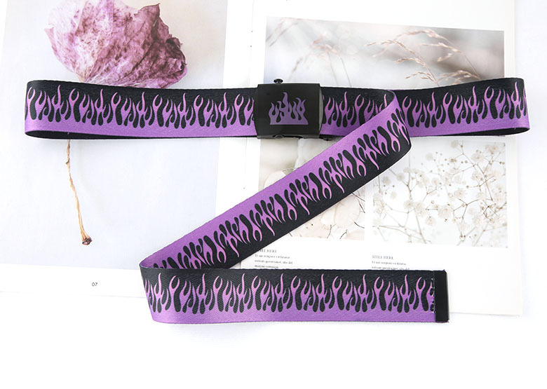 Unisex Hiphop Flame Pattern Canvas Belt ( 2 sets )