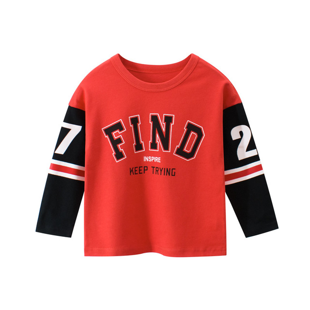 Children Letter Pattern Cotton Long-Sleeved T-Shirt