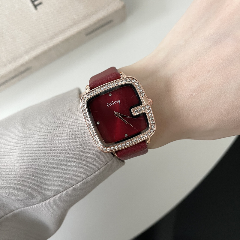 Women Fashion Simple Rhinestone Large Square Watch ( 2 sets )