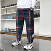 Boys Casual Letter Pattern Plaid Pocket Pants