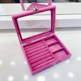 Portable Multifunctional Solid Color Jewelry Storage Box