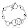Women Stylish Sphere Shape Chains Silver Plated Copper Bracelet