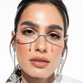 Fashion Water Drop Rhinestone Lensless Glasses Frame