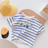 Kids Boys Casual Round Neck Short Sleeve Striped Loose T-Shirt