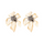 Women Exaggerated Rice Beads Floral Hollow Metal Earrings