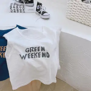 Kids Boys Casual Letter Pattern Round Neck Sleeveless Loose Vest