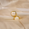 Women Fashion Simple Gold Edge Inlaid Pearl Round Buckle Belt