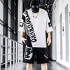 Men Casual Half Sleeve Round Neck Letter Printed T-Shirt And Shorts Two-Piece Set