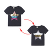 Kids Casual Star Sequined Round Neck Short-Sleeved T-Shirt