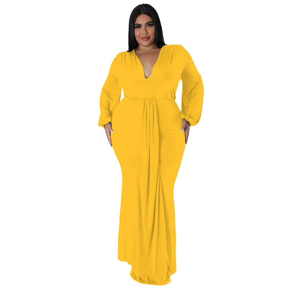 Fashion Plus Size Women'S V-Neck Dress
