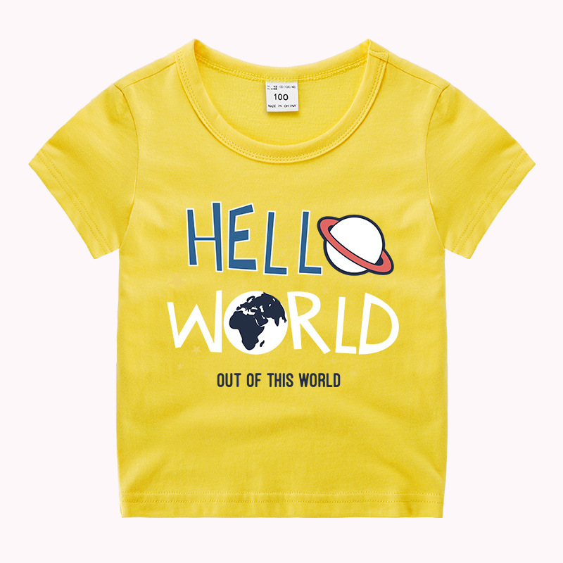 Boys Basic Round Neck Short Sleeve Cartoon Star Letter Pattern T-Shirt