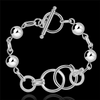 Women Stylish Sphere Shape Chains Silver Plated Copper Bracelet