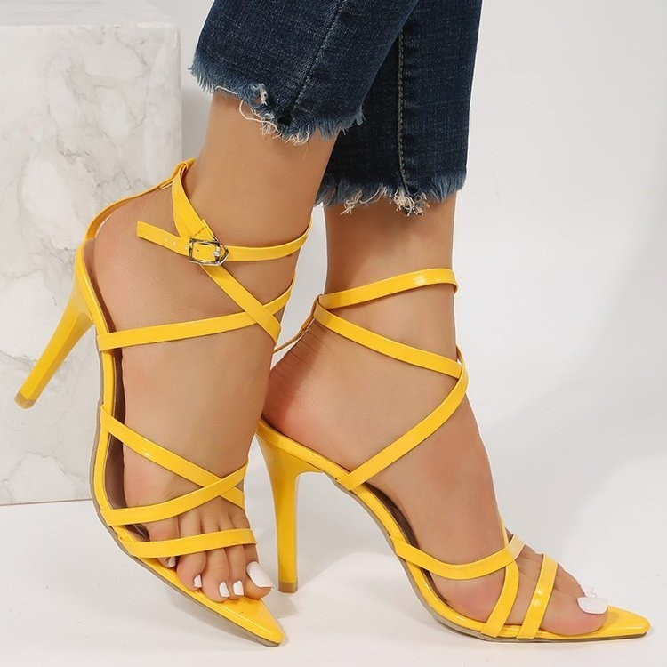 Women Fashion Pointed Toe Strap Stiletto Roman Sandals