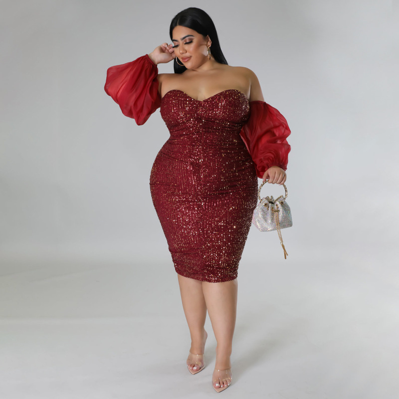 Women'S Sexy One Shoulder Sequined Dress