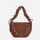 Women Fashion Design Corduroy Pleated Floral Half Round Saddle Bag Chain Shoulder Bag