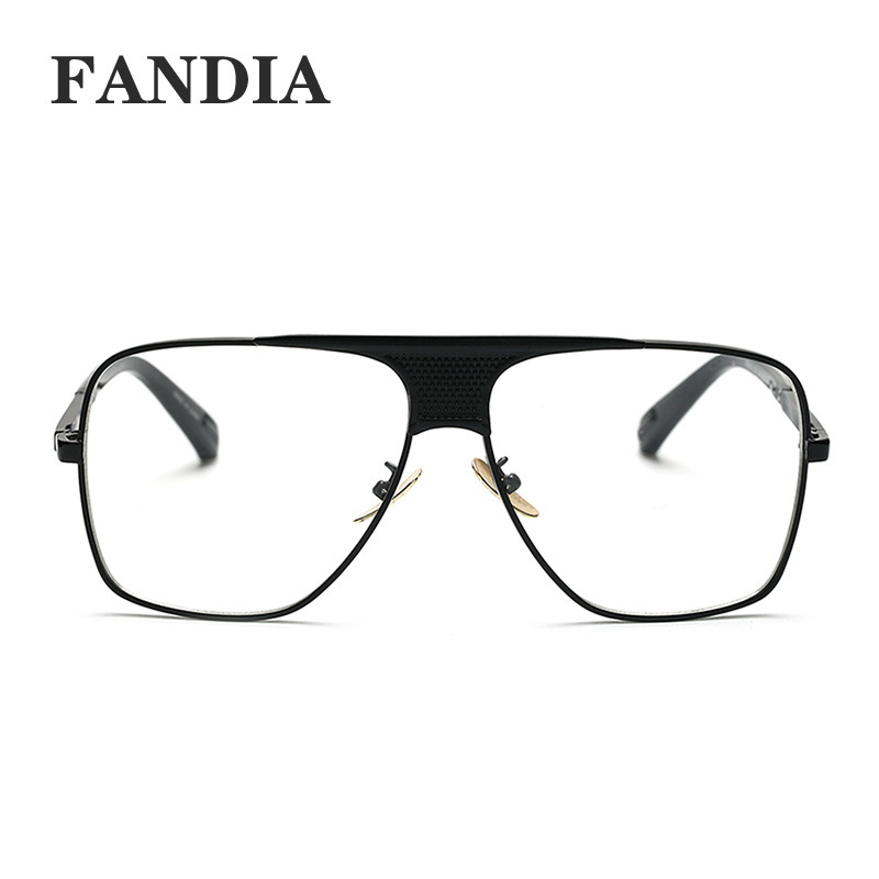 Men Retro Square Metal Frame Sunglasses
