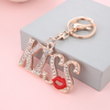 Women Romantic KISS Letters Pattern Rhinestone Decor Alloy Key Chain