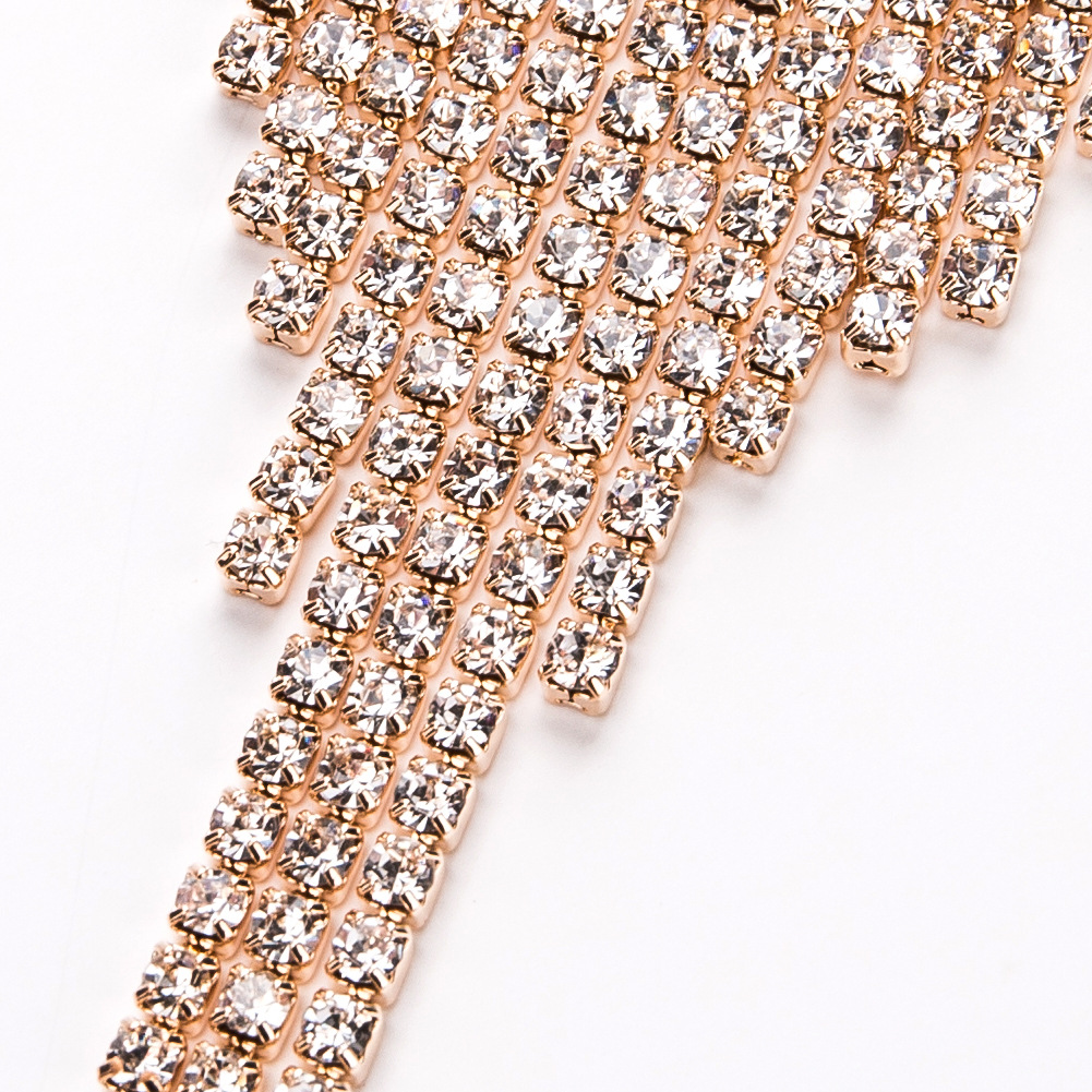 Fashion Rhinestone Decor Tassel Earrings