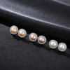 Women Luxury Zircon Natural Freshwater Pearl Silver Stud Earrings